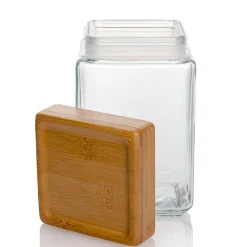 1 1/2 Quart Anchor Square Jar with Bamboo Lid<Jar Store Fashion