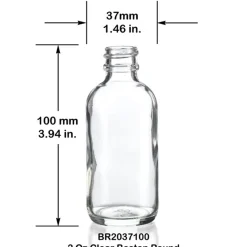 2 oz Clear Boston Round Bottle 20-400 | 18 Pack<Jar Store Hot