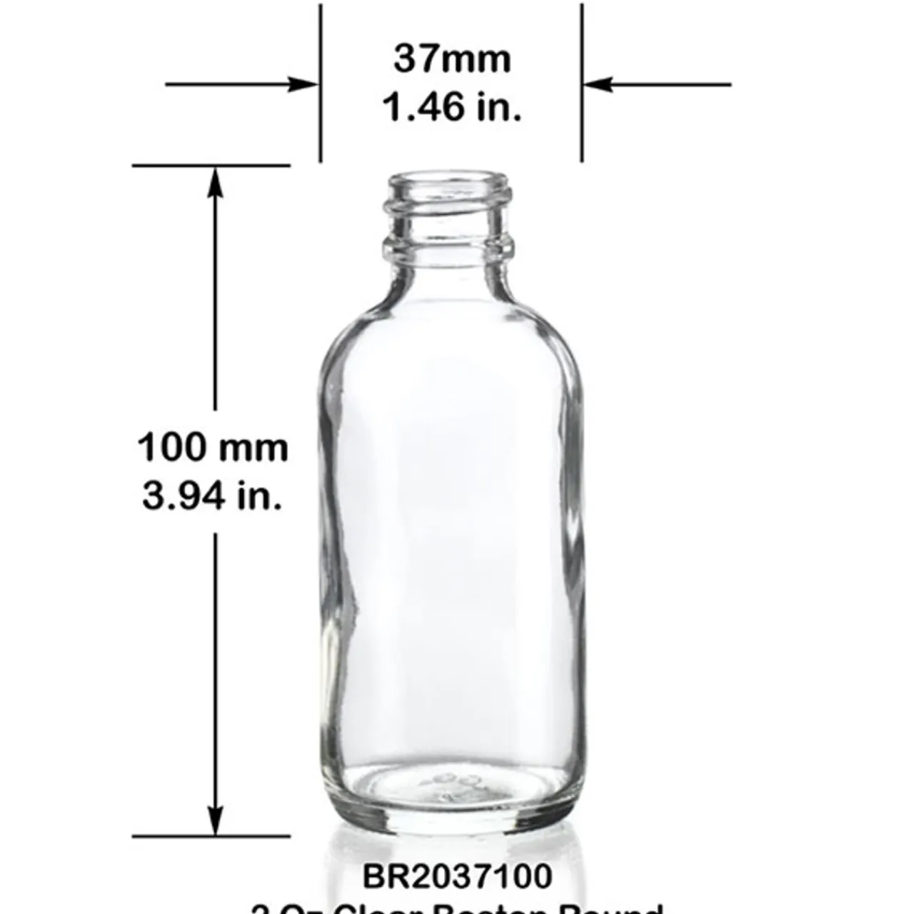 2 oz Clear Boston Round Bottle 20-400 | 18 Pack<Jar Store Hot