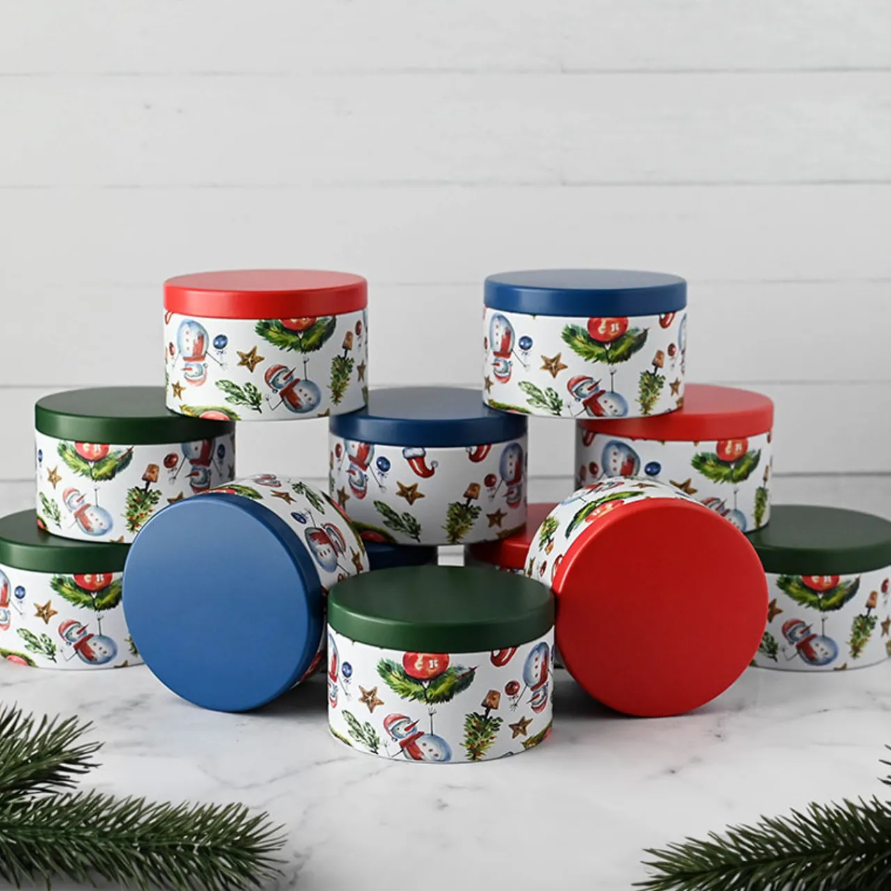 8 oz Holiday Decorated Candle Tin | 12 Pack<Jar Store Online