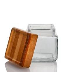 1 Quart Anchor Square Jar with Bamboo Lid<Jar Store Discount