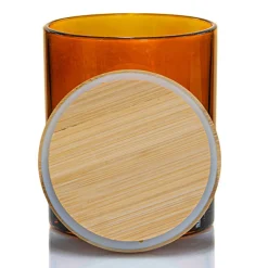 Amber Colored Candle Jar - 14.5 oz with Bamboo Lid | 12 Pack<Jar Store Outlet