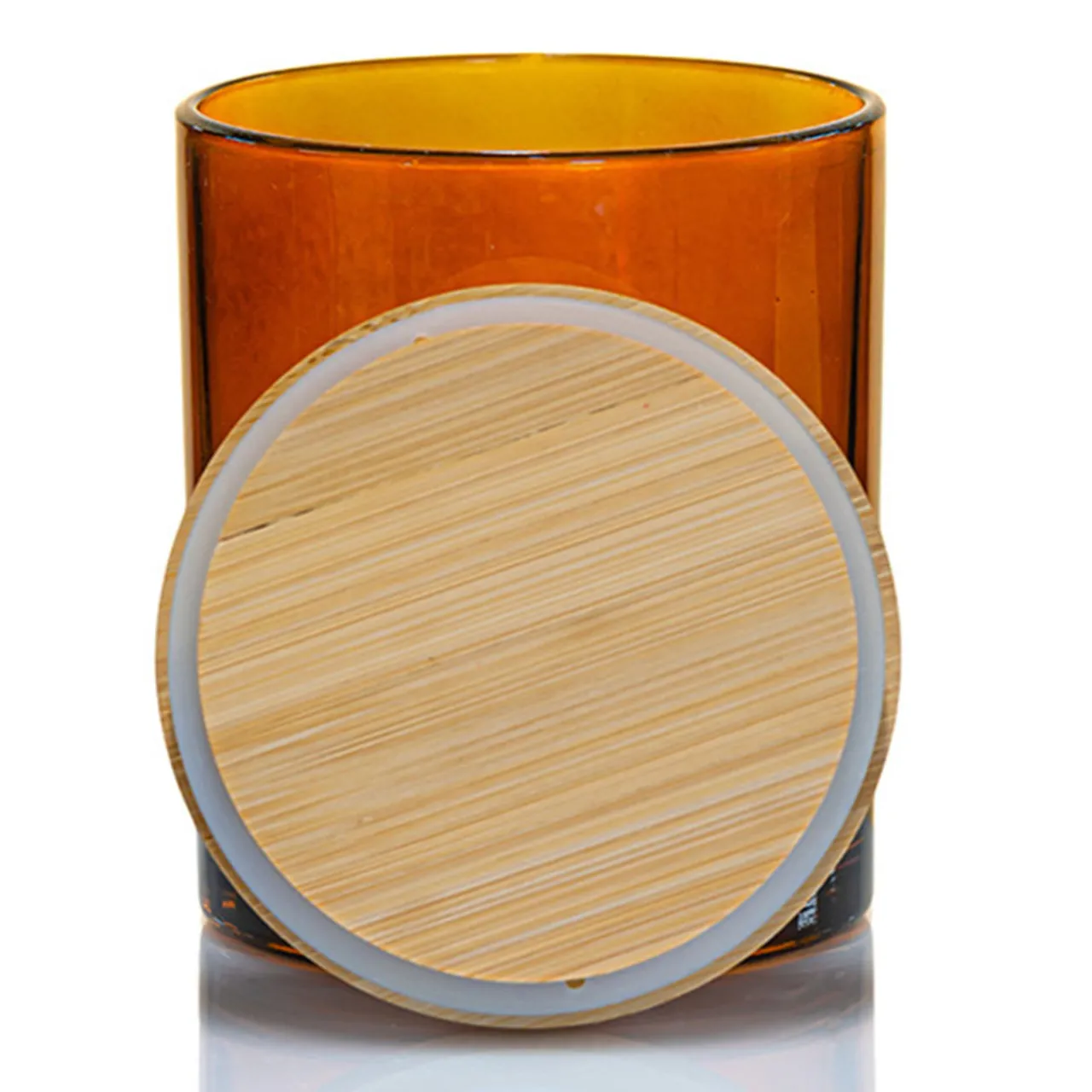 Amber Colored Candle Jar - 14.5 oz with Bamboo Lid | 12 Pack<Jar Store Outlet