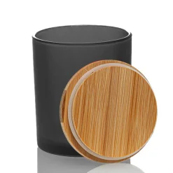 Frosted Black Colored Candle Jar - 14.5 oz with Bamboo Lid | 12 Pack<Jar Store Clearance