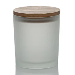 Frosted White Colored Candle Jar 14.5 oz with Bamboo Lid | 12 Pack<Jar Store Clearance