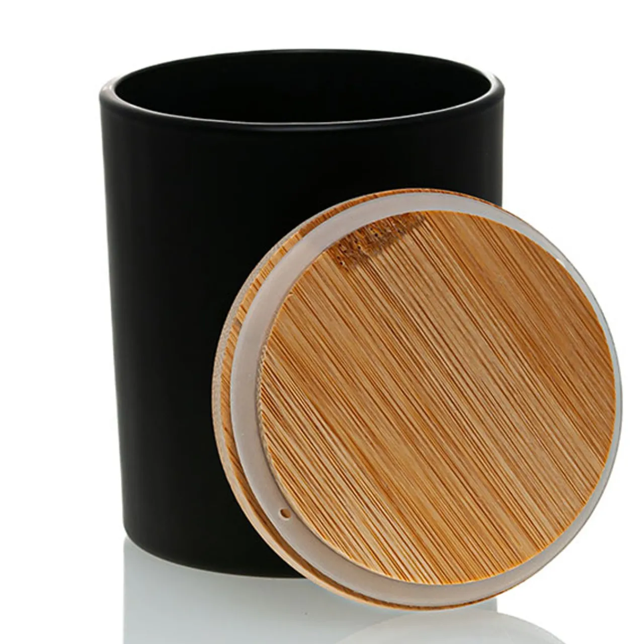 Matte Black Colored Candle Jar - 14.5 oz with Bamboo Lid | 12 Pack<Jar Store Online