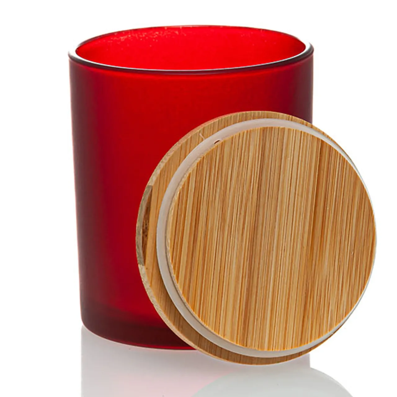 Red Colored Candle Jar - 14.5 oz with Bamboo Lid | 12 Pack<Jar Store Best